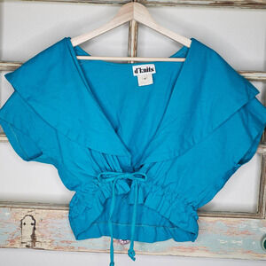 Vintage D'knits turquoise shirt ladies size small